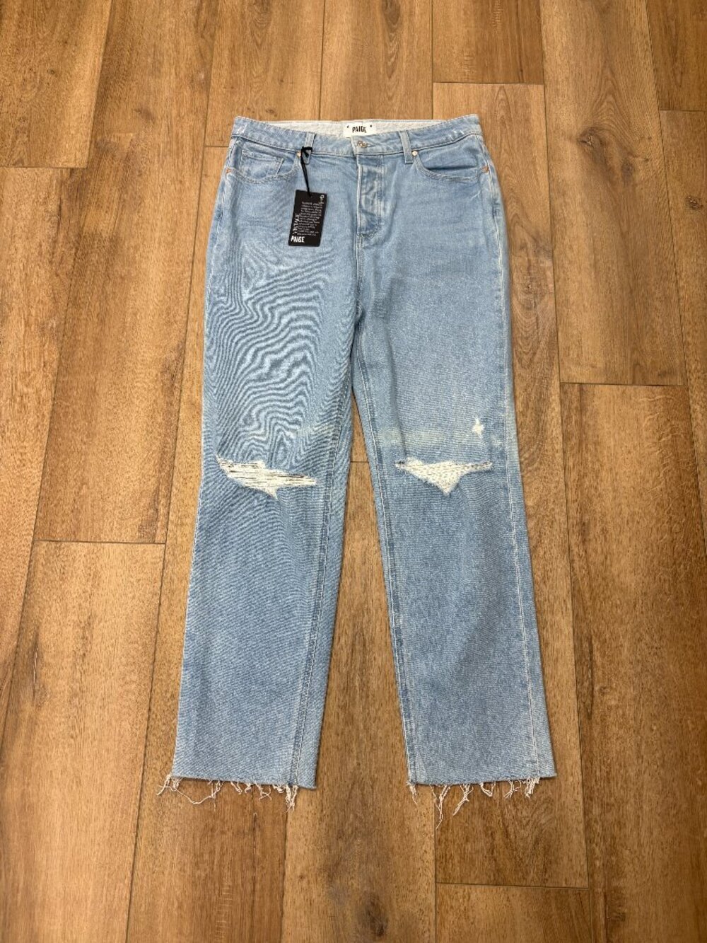 NWT 🌟PAIGE 🌟 SARAH STRAIGHT ANKLE CROPPED DISTRESSED STRETCH JEANS SZ 31